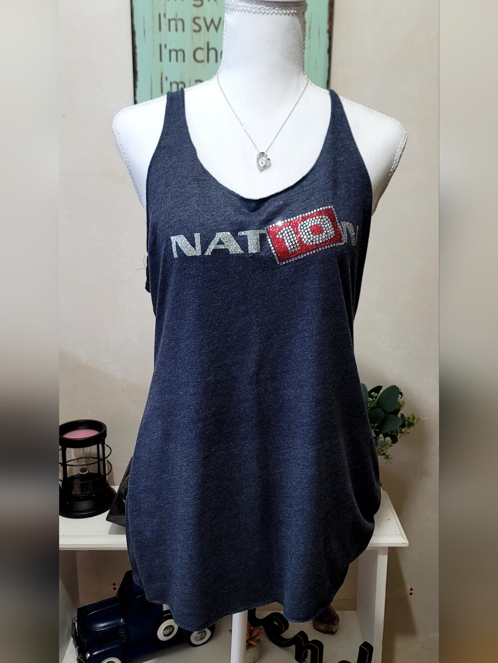 C10 Nation Rhinestones Bling Racerback Tank Top